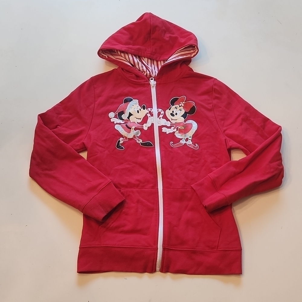 Disney Parks Christmas Minnie Mickey Snow Much Fun Zip Up Hoodie L